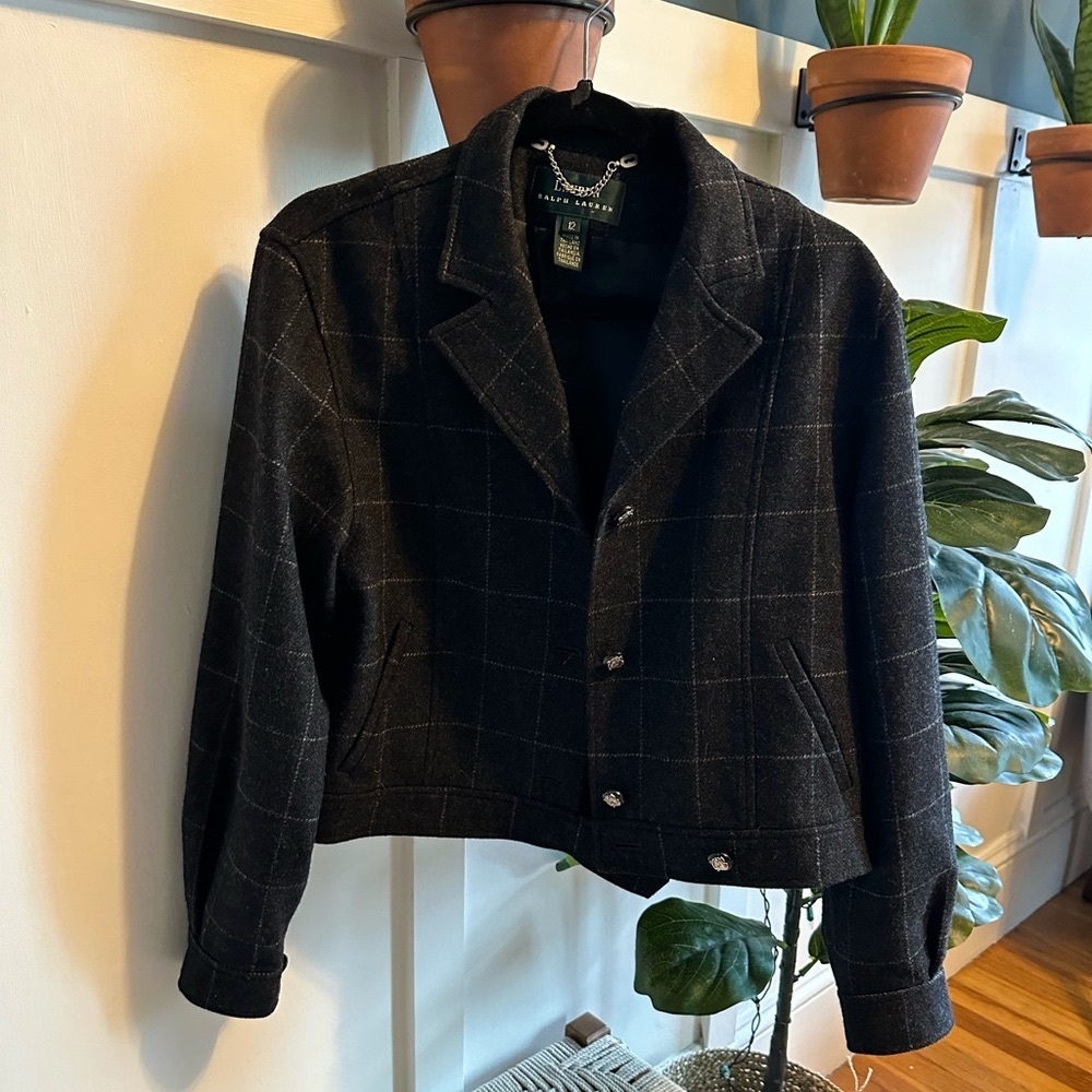 Ralph Lauren Blazer 100% Lambs Wool in Windowpane Plaid